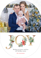 JOY with Holiday Greenery (Shaped Cut) Front