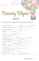 Nursery Rhyme Quiz Front