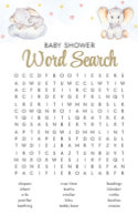 Baby Shower Word Search Front