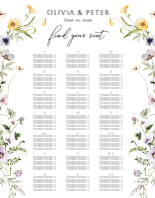 (22 x 28) Spring Wildflowers, Seating Chart (Alphabetical)