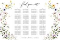 (36 x 24) Spring Wildflowers, Seating Chart (Alphabetical)