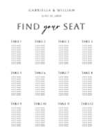 (30 x 40) Modern Minimal, Seating Chart (Table No.)