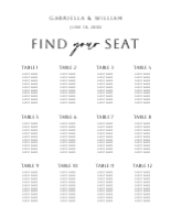 (22 x 28) Modern Minimal, Seating Chart (Table No.)