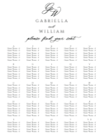 (30 x 40) Scripted Initials Seating Chart (Alphabetical)