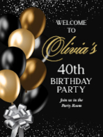 (18 x 24) Black and Gold Balloons
