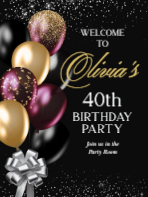 (18 x 24) Black and Gold Balloons