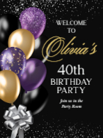 (18 x 24) Black and Gold Balloons