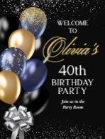 (18 x 24) Black and Gold Balloons
