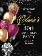 (18 x 24) Black and Gold Balloons