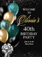 (18 x 24) Black and Gold Balloons