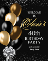 (22 x 28) Black and Gold Balloons