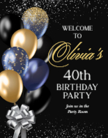 (22 x 28) Black and Gold Balloons