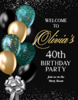 (22 x 28) Black and Gold Balloons