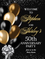 (18 x 24) Black and Gold Balloons