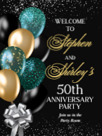(18 x 24) Black and Gold Balloons