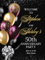 (18 x 24) Black and Gold Balloons