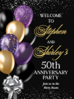 (18 x 24) Black and Gold Balloons