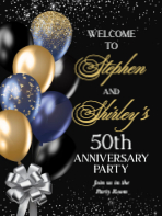 (18 x 24) Black and Gold Balloons