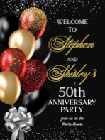 (18 x 24) Black and Gold Balloons