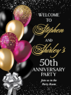 (18 x 24) Black and Gold Balloons