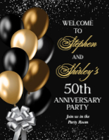 (22 x 28) Black and Gold Balloons