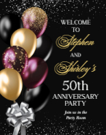 (22 x 28) Black and Gold Balloons
