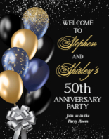 (22 x 28) Black and Gold Balloons