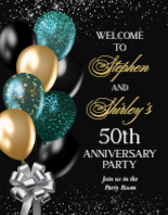 (22 x 28) Black and Gold Balloons