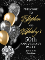 (18 x 24) Black and Gold Balloons