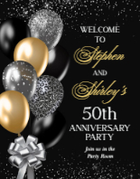 (22 x 28) Black and Gold Balloons