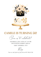 Gold and Black Floral Birthday Front