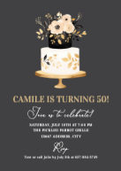 Gold and Black Floral Birthday Front