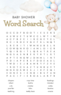 Baby Shower Word Search Front