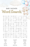 Baby Shower Word Search Front