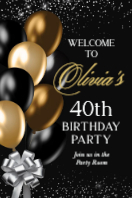 (24 x 36) Black and Gold Balloons