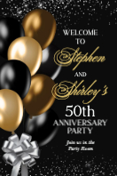 (24 x 36) Black and Gold Balloons