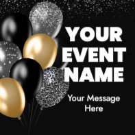 Black and Gold Balloons (20 x 20)