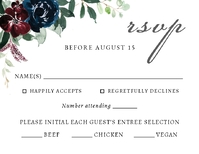 Burgundy Blooms with Navy RSVP Front