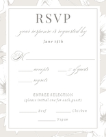 Initials Monogram, Floral Border RSVP Front