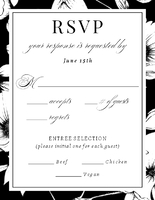 Initials Monogram, Floral Border RSVP Front
