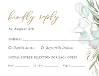 Greenery with Gold Geometric RSVP Front