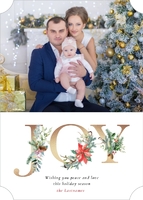 JOY with Holiday Greenery (Shaped Cut) Front