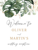 (18 x 24) Tropical Leaves with Gold